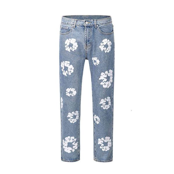 full print flower jeans pants oversized streetwear straight casual men and women denim trousers, Blue
full print flower jeans pants oversized streetwear straight casual men and women denim trousers, Blue