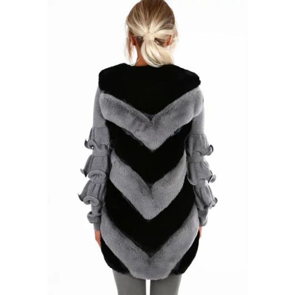 women's fur & faux women vest coat 2021 winter waistcoat jacket soft outwear, Black