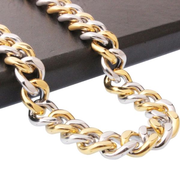two-tone necklace for men solid heavy stainless steel chain link hip-hop boy holiday gift charm jewelry accessories 13/15mm, Silver
two-tone necklace for men solid heavy stainless steel chain link hip-hop boy holiday gift charm jewelry accessories 13/15mm, Silver