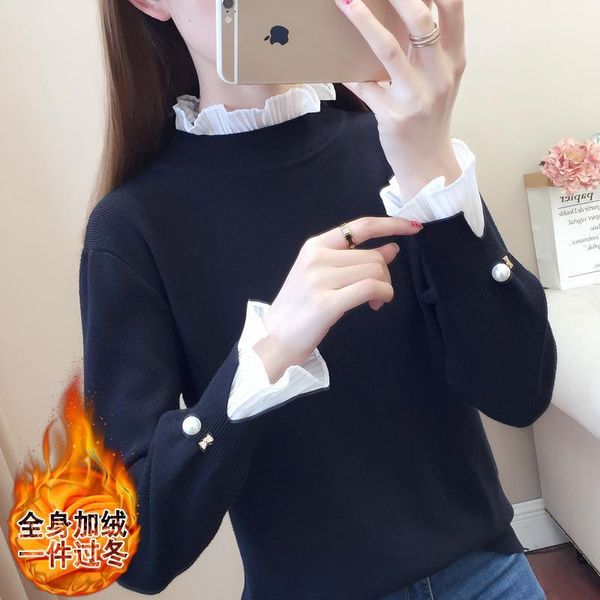 velvet sets half a turtleneck female new winter han edition more loose inside take render unlined upper garment sweater1, White;black
velvet sets half a turtleneck female new winter han edition more loose inside take render unlined upper garment sweater1, White;black