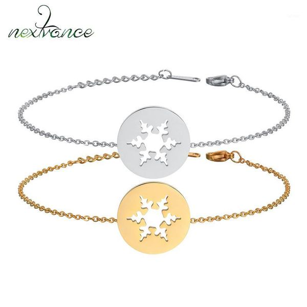 nextvance charm snow round pendant bracelet stainless steel hollow flower bracelet for women christmas gift jewelry1, Golden;silver
nextvance charm snow round pendant bracelet stainless steel hollow flower bracelet for women christmas gift jewelry1, Golden;silver