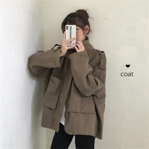 hzirip outerwear safari style 2020 solid all-match stand cute casual streetwear female regular loose women coat1, Black;brown
hzirip outerwear safari style 2020 solid all-match stand cute casual streetwear female regular loose women coat1, Black;brown