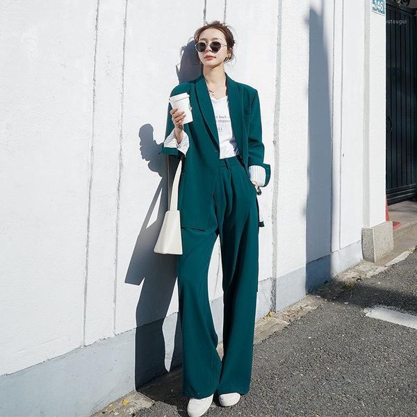 2020 vintage autumn thicken women pant suit green belt blazer jacket pant office wear wide leg women suits female sets t41, White
2020 vintage autumn thicken women pant suit green belt blazer jacket pant office wear wide leg women suits female sets t41, White