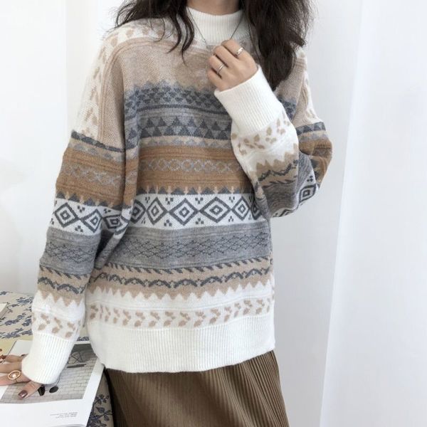 autumn 2021 and winter new retro-thick lazy harbor sweater female students loose around the neck big size tide veld, White;black
autumn 2021 and winter new retro-thick lazy harbor sweater female students loose around the neck big size tide veld, White;black
