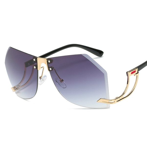 Fast Shipping New Fashion Rimless Sunglasses Female Personality Trend Sunglasses Hollow Temple Irregular Ocean Lens Sunglasses G1002