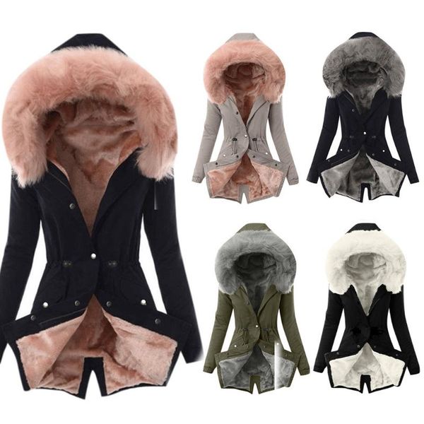 40# women winter plus velvet jacket coats ladies fur lining coat women winter warm thick long jacket hooded overcoat femme veste, Black 
40# women winter plus velvet jacket coats ladies fur lining coat women winter warm thick long jacket hooded overcoat femme veste, Black