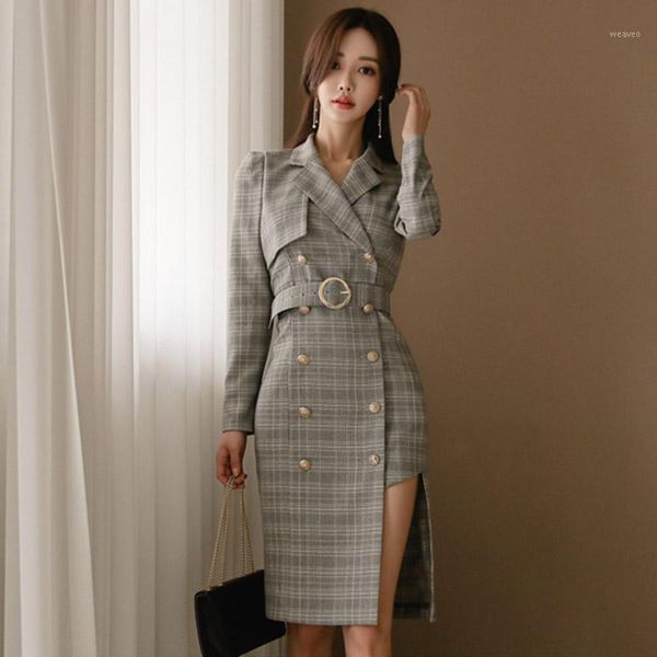 women spring autumn plaid long coat double breasted belt overcoat slim coat office lady suit big size new arrival1, Black
women spring autumn plaid long coat double breasted belt overcoat slim coat office lady suit big size new arrival1, Black