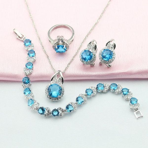 wpaitkys trendy light blue cubic zirconia silver color jewelry sets for women earring necklace ring bracelet jewellry box
wpaitkys trendy light blue cubic zirconia silver color jewelry sets for women earring necklace ring bracelet jewellry box