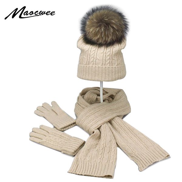 real fur pompom winter knitted hats for women hat scarf glove set 3 piece sets twist stripes cap gorros bonnet beanie skullies 201020, Blue;gray
real fur pompom winter knitted hats for women hat scarf glove set 3 piece sets twist stripes cap gorros bonnet beanie skullies 201020, Blue;gray