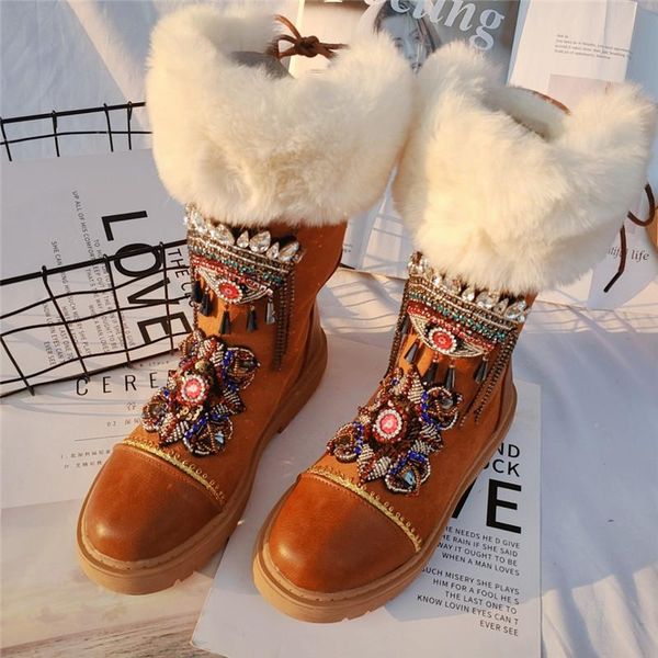 vintage design fur snow boots women ethnic rhinestones tassel mid-calf boots 2020 fashion thicken plush warm winter shoes woman, Black
vintage design fur snow boots women ethnic rhinestones tassel mid-calf boots 2020 fashion thicken plush warm winter shoes woman, Black