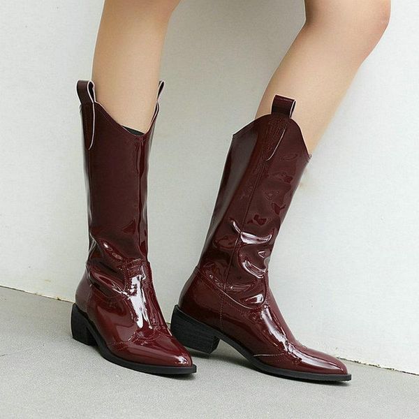 patent pu leather women western boots comfortable square heel pointed toe women mid calf boots black yellow wine red shoes1
patent pu leather women western boots comfortable square heel pointed toe women mid calf boots black yellow wine red shoes1
