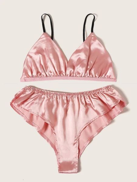 quality women's three-point bra underwear suit, Black;pink