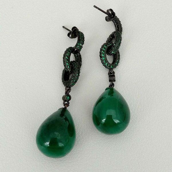 natural green malachite teardrop dangle green cubic zirconia pave stud earrings, Silver
natural green malachite teardrop dangle green cubic zirconia pave stud earrings, Silver