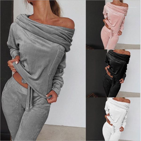 women's tracksuits 2021 autumn winter tracksuit one shoulder solid casual sweatshirts women clothing 2 piece set pullover female pants, Gray
women's tracksuits 2021 autumn winter tracksuit one shoulder solid casual sweatshirts women clothing 2 piece set pullover female pants, Gray