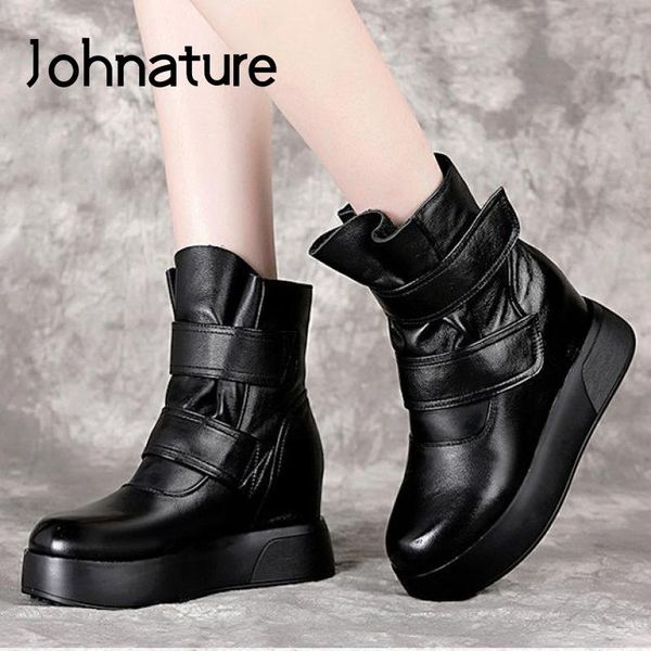 johnature winter shoes women boots genuine leather hook & loop 2020 new height increasing handmade concise casual platform boots, Black
johnature winter shoes women boots genuine leather hook & loop 2020 new height increasing handmade concise casual platform boots, Black