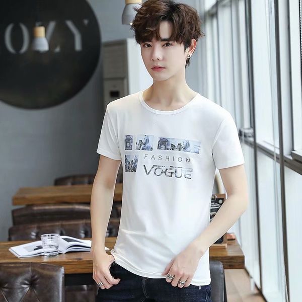 2019 summer new short youth round neck half sleeve t-shirt trend korean men's clothing, White;black
2019 summer new short youth round neck half sleeve t-shirt trend korean men's clothing, White;black