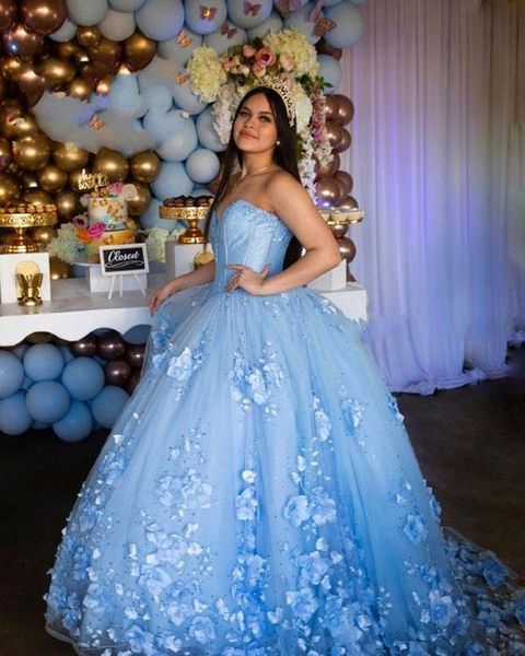 setwell strapless ball gown quinceanera dresses sleeveless 3d flowers beaded pleated floor length prom party gowns, Blue;red
setwell strapless ball gown quinceanera dresses sleeveless 3d flowers beaded pleated floor length prom party gowns, Blue;red