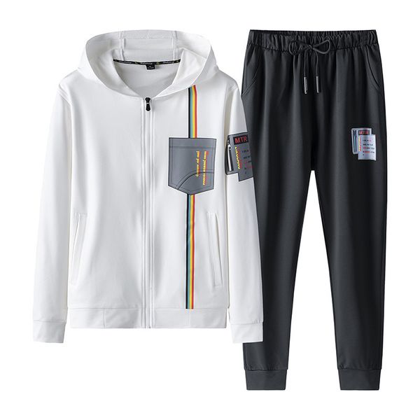 2020 new men's sports spring autumn hoodies two piece hooded jacket+pants male jogging sportswear suit casual tracksuit, Gray 
2020 new men's sports spring autumn hoodies two piece hooded jacket+pants male jogging sportswear suit casual tracksuit, Gray