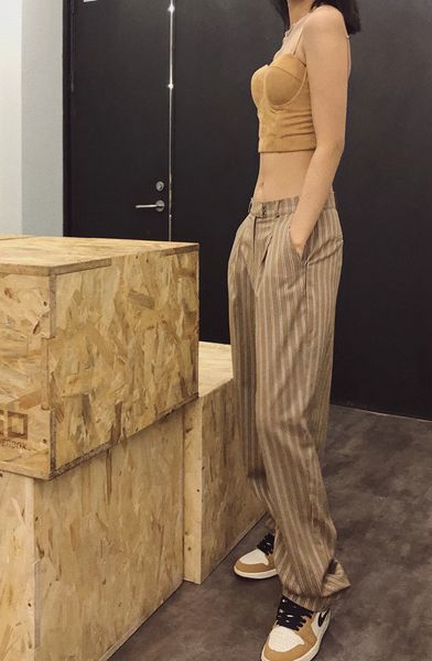 2021 autumn striped pants luxury designer vintage women's street wear clothes sobv, Black;white
2021 autumn striped pants luxury designer vintage women's street wear clothes sobv, Black;white