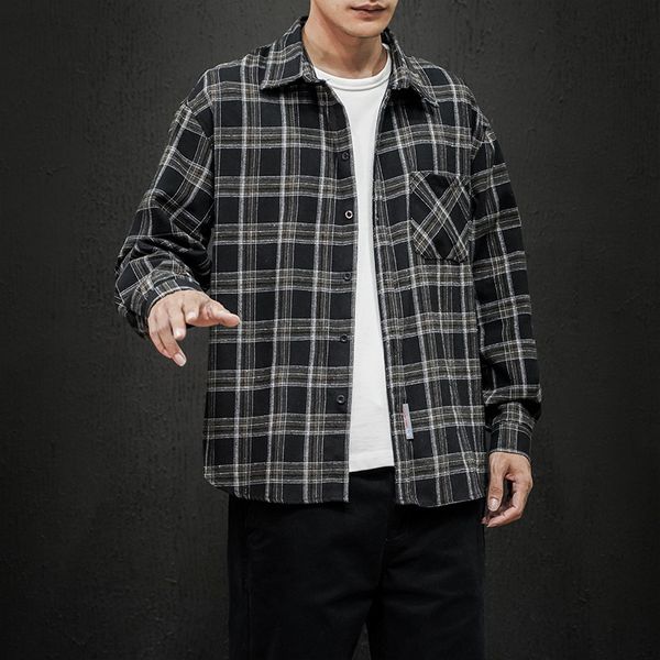 2021 brand spring autumn long sleeves new flannel collar korea style shirt for men's plaid harajuku clothing nvmx, White;black
2021 brand spring autumn long sleeves new flannel collar korea style shirt for men's plaid harajuku clothing nvmx, White;black