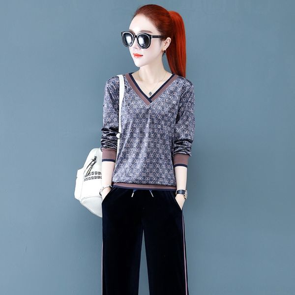 3oknh v-neck autumn velvet sports suit women's wide and gold korean style loose western style slimming wide casual spring leg pants age, Gray
3oknh v-neck autumn velvet sports suit women's wide and gold korean style loose western style slimming wide casual spring leg pants age, Gray