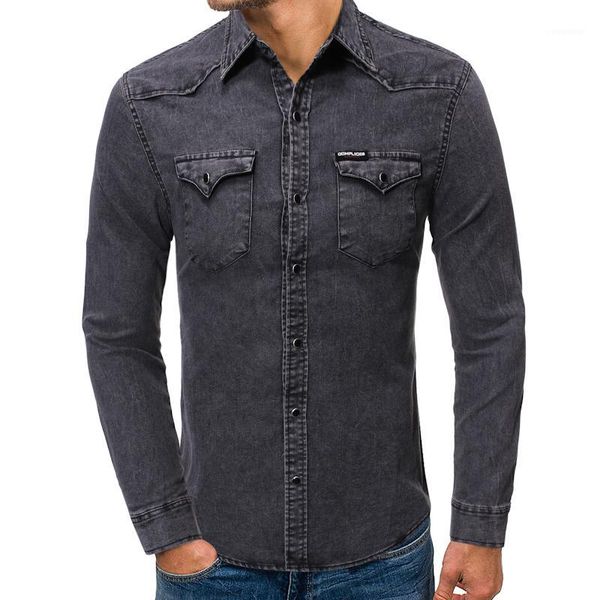 denim shirt autumn new men's slim long-sleeved lapel single-mouth fashion shirt european american style personality denim1, White;black
denim shirt autumn new men's slim long-sleeved lapel single-mouth fashion shirt european american style personality denim1, White;black