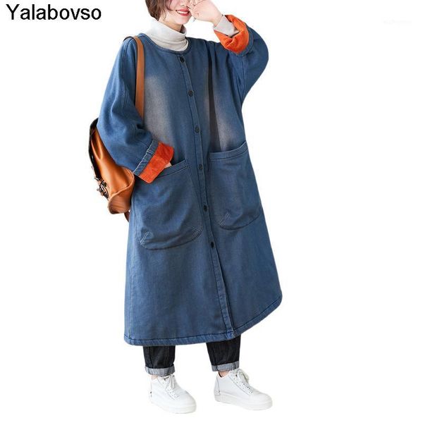 women's down & parkas 2021 winter arrivals washed denim plush warm fleece long coat female o neck single breasted dark blue color yalab, Black
women's down & parkas 2021 winter arrivals washed denim plush warm fleece long coat female o neck single breasted dark blue color yalab, Black