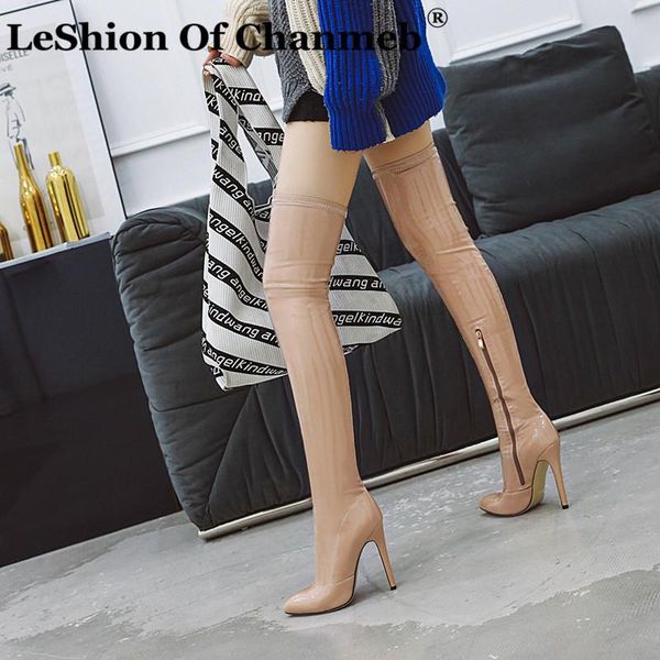 leshion of chanmeb плюс размер 48 13 14 женщины stretch лакированной кожи над коленом high boots партии белые туфли lady, Black
leshion of chanmeb плюс размер 48 13 14 женщины stretch лакированной кожи над коленом high boots партии белые туфли lady, Black