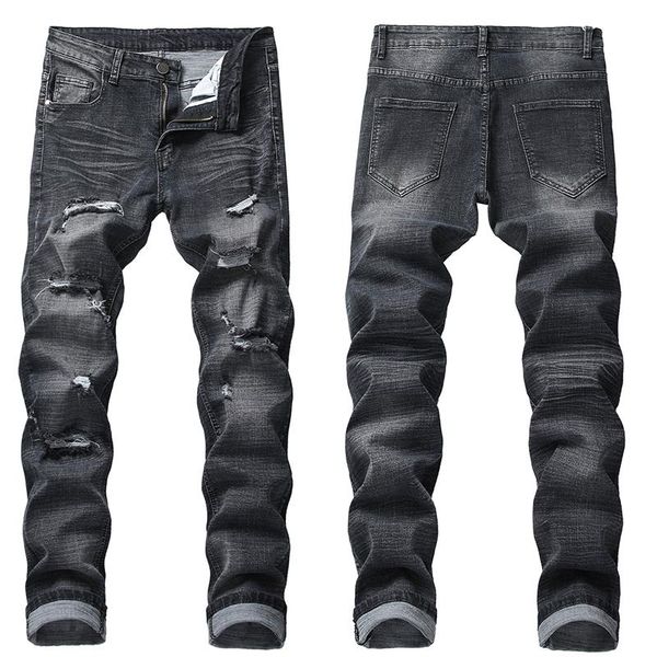 jeans ripped holes washed jeans men's men's european and american small straight slim fit, Blue
jeans ripped holes washed jeans men's men's european and american small straight slim fit, Blue