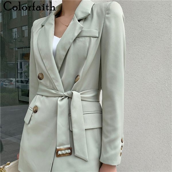 colorfaith new 2020 summer autumn women's blazers casual double breasted jacket notched office lady lace up wild lj201021, White;black
colorfaith new 2020 summer autumn women's blazers casual double breasted jacket notched office lady lace up wild lj201021, White;black