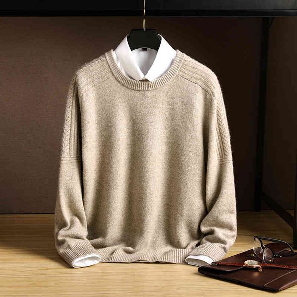 pullover cardigan sweaters round neck seven needle thickened men's loose large pure wool versatile knitted bottoming shirt, White;black
pullover cardigan sweaters round neck seven needle thickened men's loose large pure wool versatile knitted bottoming shirt, White;black