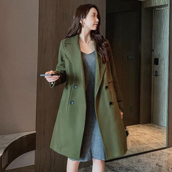 women's wool & blends korean double-sided woolen coat women 2021 winter long turndown collar style ladies coats spring1, Black
women's wool & blends korean double-sided woolen coat women 2021 winter long turndown collar style ladies coats spring1, Black