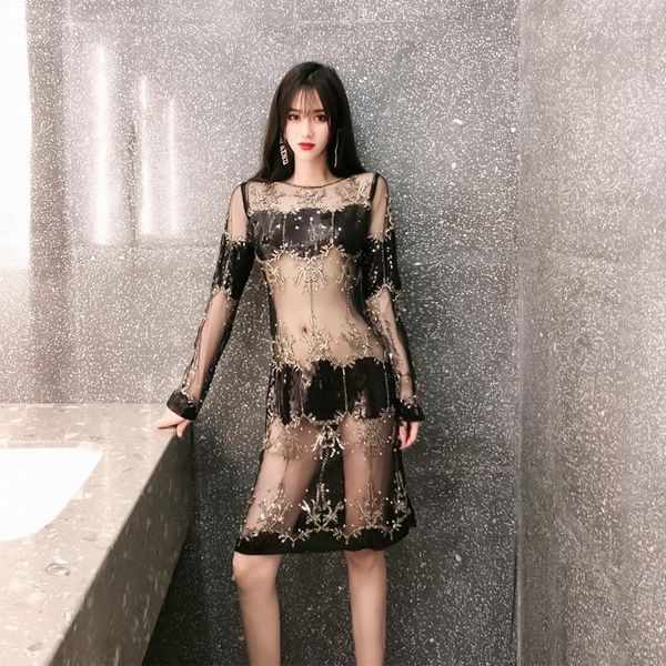 2021 mesh sequin fashion long sleeve net yarn dress real ssequins and beaded round neck mesh see- through, Black;gray
2021 mesh sequin fashion long sleeve net yarn dress real ssequins and beaded round neck mesh see- through, Black;gray