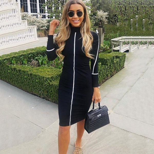 package hip woman dress slim black mid-calf slim party dresses evening new fashion autumn winter o-neck goth sukienka, Black;gray
package hip woman dress slim black mid-calf slim party dresses evening new fashion autumn winter o-neck goth sukienka, Black;gray