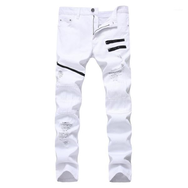 white red hole slim skinny men's ripped jeans multiple zipper decoration casual hip hop jeans men streetwear denim trousers1, Blue
white red hole slim skinny men's ripped jeans multiple zipper decoration casual hip hop jeans men streetwear denim trousers1, Blue