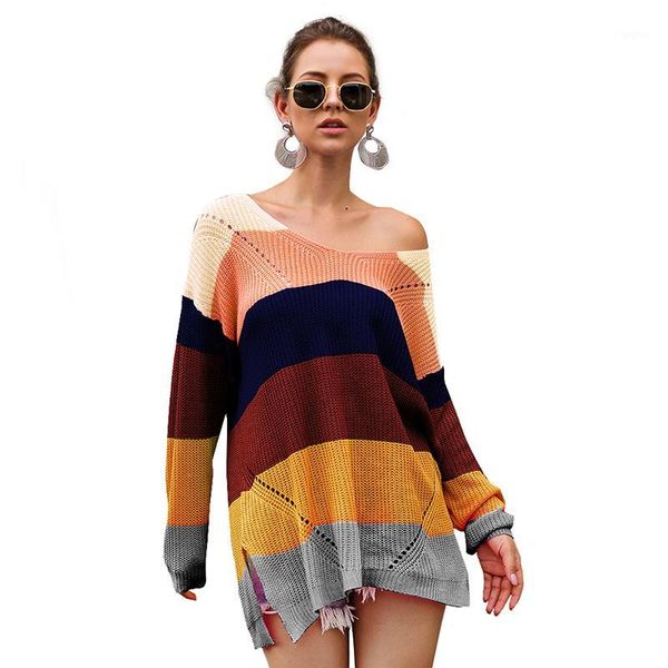 spring rainbow stripes women girls sweaters summer v neck long sleeves loose knitted lady pullover sweaters 1, White;black
spring rainbow stripes women girls sweaters summer v neck long sleeves loose knitted lady pullover sweaters 1, White;black