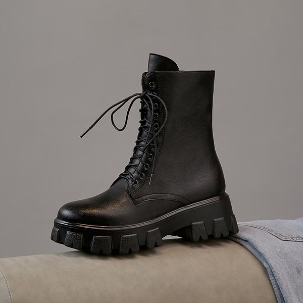 genuine leather ankle boots women chunky platform heels boots motorcycle shoes woman fashion lace up party winter, Black
genuine leather ankle boots women chunky platform heels boots motorcycle shoes woman fashion lace up party winter, Black