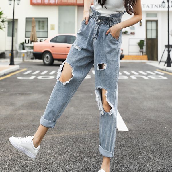 holed jeans women's spring / summer 2019 new ruffle high waist denim pants student loose casual capris, Blue
holed jeans women's spring / summer 2019 new ruffle high waist denim pants student loose casual capris, Blue