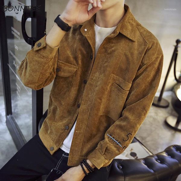 men's jackets men 2021 corduroy simple all-match korean style single breasted pockets leisure jacket mens soft trendy outerwear 1, Black;brown
men's jackets men 2021 corduroy simple all-match korean style single breasted pockets leisure jacket mens soft trendy outerwear 1, Black;brown