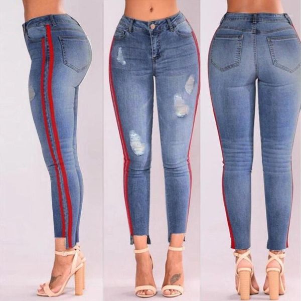 women's jeans 2021 women denim high-waist ripped stretchy blue high waist for trousers side stripe hole pencil pan1
women's jeans 2021 women denim high-waist ripped stretchy blue high waist for trousers side stripe hole pencil pan1