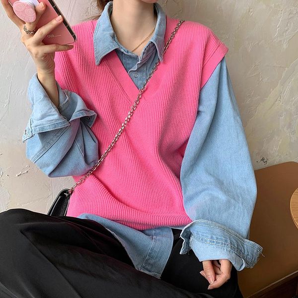 women's sweaters women casual vest autumn winter korean style solid v-neck sleeveless female oversized all-matching knit gilet 5b1022, White;black
women's sweaters women casual vest autumn winter korean style solid v-neck sleeveless female oversized all-matching knit gilet 5b1022, White;black