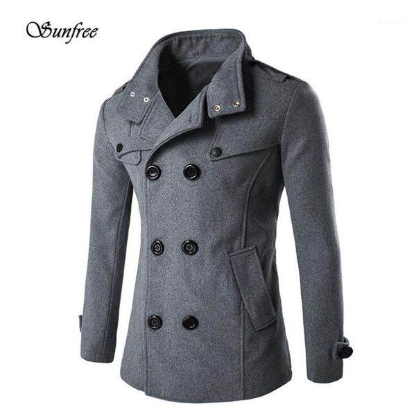 sun2016 new men autumn winter double row button collar woolen coat sweater brand new dec 11, Black
sun2016 new men autumn winter double row button collar woolen coat sweater brand new dec 11, Black