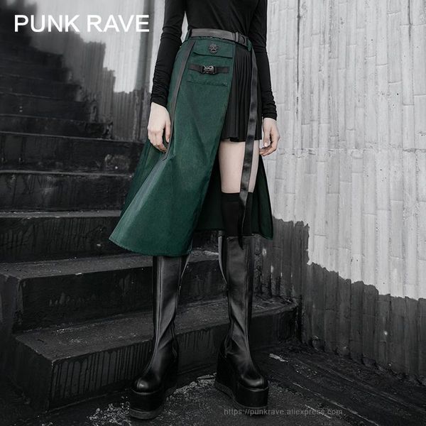 punk rave girl's street trendy pleated black-green irregular stitching skirt punk high waist handsome women skirt
punk rave girl's street trendy pleated black-green irregular stitching skirt punk high waist handsome women skirt