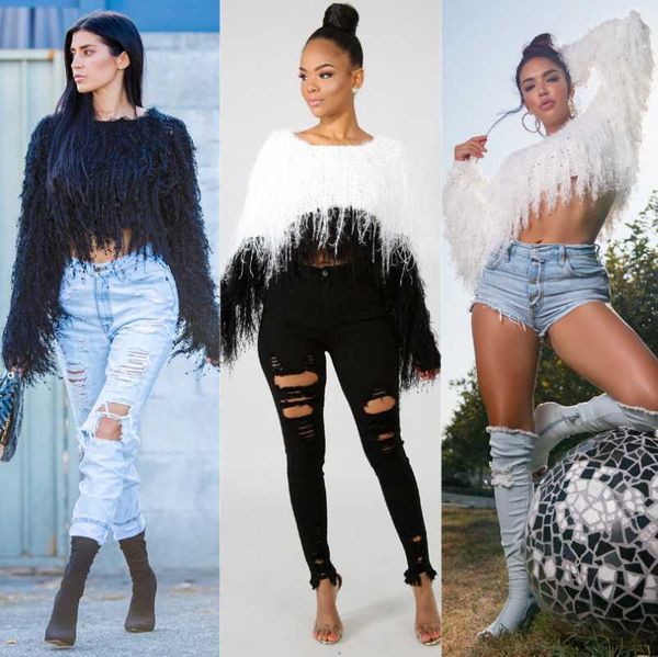 short long sleeve hairy faux fur tassels party solid color cool winter autumn women casual blouse, White;black
short long sleeve hairy faux fur tassels party solid color cool winter autumn women casual blouse, White;black