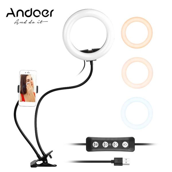 8 Inch Led Ring Light With Metal Hose Support Phone Led Fill-in Lighting Usb Line Control For Live Stream Makeup Selfie Lighting