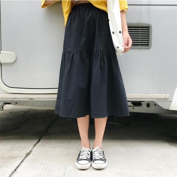 autumn 2020 cotton linen patchwork elastic waist skirts women plus size 7xl casual summer loose skirts girls skirt vestidos, Black 
autumn 2020 cotton linen patchwork elastic waist skirts women plus size 7xl casual summer loose skirts girls skirt vestidos, Black