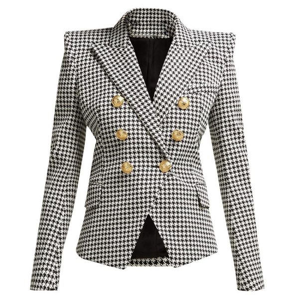 women's suits & blazers est runway blazer long sleeve metal lion buttons houndstooth print jacket plaid designer, White;black
women's suits & blazers est runway blazer long sleeve metal lion buttons houndstooth print jacket plaid designer, White;black