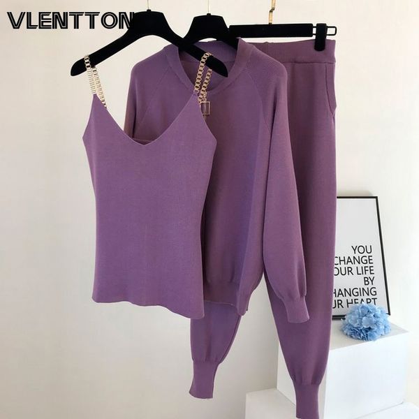 autumn winter women knitted tracksuits 3 piece set zipper jacket coat+tank +elastic pants suit casual sports outfits female 201109, Black;brown
autumn winter women knitted tracksuits 3 piece set zipper jacket coat+tank +elastic pants suit casual sports outfits female 201109, Black;brown