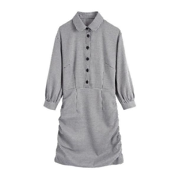 casual dresses women 2021 fashion with covered button houndstooth pleated mini dress vintage three quarter sleeve female, Black;gray
casual dresses women 2021 fashion with covered button houndstooth pleated mini dress vintage three quarter sleeve female, Black;gray