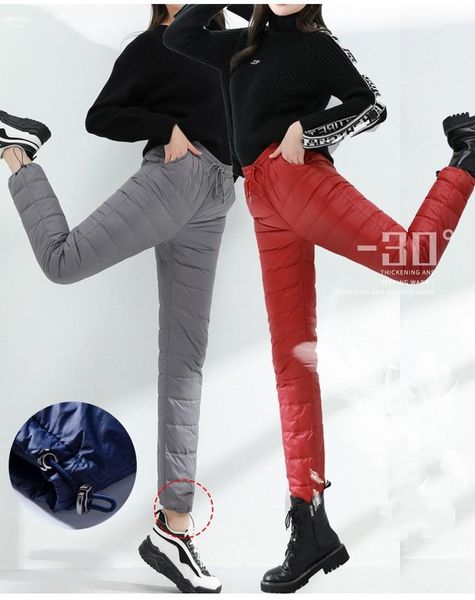 women autumn winter warm down pants thin thermal white duck trousers outdoor ski sports nylon waterproof cotton pants1 running, Black;blue
women autumn winter warm down pants thin thermal white duck trousers outdoor ski sports nylon waterproof cotton pants1 running, Black;blue